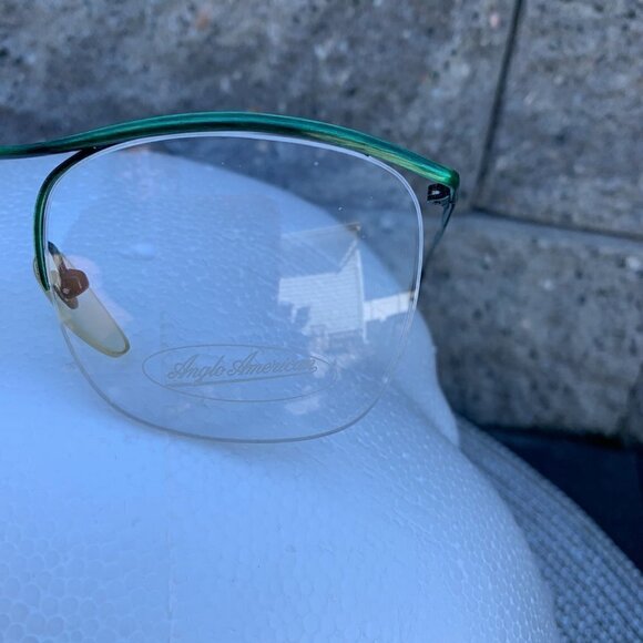 Vintage Frames Semi Rimless Anglo American Eyewear MOD M63 Metallic Green - Picture 5 of 14